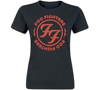 Foo Fighters - Foo Fighters Logo Red Circle Femme T-Shirt Manches Courtes Noir L 100% Coton Regular/Coupe Standard