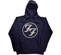 Foo Fighters Sweat à Capuche FF, Logo Officiel, Unisexe, Bleu Marine, Bleu, XL