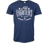 Foo Fighters T Shirt 100% Organic Band Logo Nouveau Officiel Homme Navy Bleu Size M