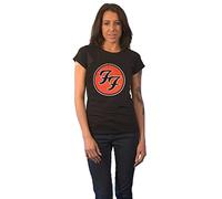 Foo Fighters T Shirt FF Band Logo Official Womens Skinny Fit Black, T-Shirt Femme, Black,