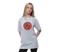 Foo Fighters T-shirt pour enfant avec logo FF, gris chiné, taille M (7/8 ans), Gris, Medium (7/8 Yrs)