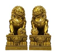 Foo Lot de 2 statues gardiennes pour chien - Laiton - 15,2 cm de haut - Protection contre les mauvais esprits