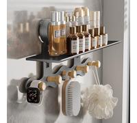 Fooaot Étagère de douche sans perçage avec 5 crochets - Étagère de salle de bain pour shampooing et gel douche - En acier inoxydable - Pour salle de bain et cuisine