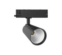 FOOC Spot sur rail à LED 30 watts triphasé à 4 fils rotatif et pivotant sur rail 3000K blanc chaud 2800lm plafonnier en aluminium pour système de rail d'éclairage intérieur, Noir