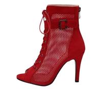 Fooceoute Bottes De Danse Latine Femme,Bottes De Danse en RéSille,Bottes De Danse pour Femme,Bottes De Danse à Bout Ouvert,Femmes High Top Chaussures De Danse,Respirant,Flexible,Confortable