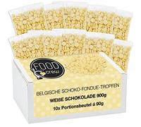 FOOD crew 900g Pepites de Chocolat Blanc - Entier Belge pour Fondue et Cookies - Délice Fondant Régal pour Fontaine de Chocolat et Kits de Fondue