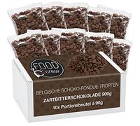 Food Crew Pépites de Chocolat 900g - Entier Belge pour Fondue - Délice Fondant Régal pour Fontaine de Chocolat et Kits de Fondue (Chocolat Noir)