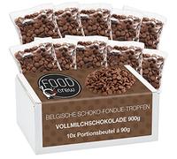 FOOD crew Pépites de Chocolat au Lait 900g - Entier Belge pour Fondue et Cookies - Délice Fondant Régal pour Fontaine de Chocolat et Kits de Fondue