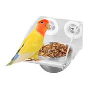 Food Dispenser Stainless Steel, Waterproof Transparent Birds Trough with Perch, 4.33x5.91x4.13 inch Waterproof & Easy to Clean, Adjustable Hanging Design for Budgies, and Cockatiel