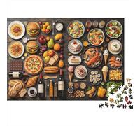 Food Feast Puzzle 1000 Piècess Recyclable Paper Delicacy Adult Jigsaws Jeu de Soirée Props Developing pour Garçons et Filles Intelligence Educational 52x38cm/1000pcs