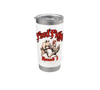 Food Fight Chicken & Pig Silly Pun Gobelet isotherme en acier inoxydable double paroi