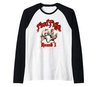 Food Fight Chicken & Pig Silly Pun Manche Raglan