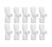 Food Grade PP Pipe Fitting | 1 / 4in 3 / 8in 3 Way T Shape Connector for Water Purifier/RO System/Aquarium | 10 Pcs Leak - Minimized Tube Fittings