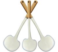 Food Grade Silicone Mushroom Frying Spatula, Silicone Mushroom Cooking Spatula, Wooden Handle Turner Spatulas, Food Grade Heat Resistant Spatulas, for Non-stick & Coated Pans (3pcs)
