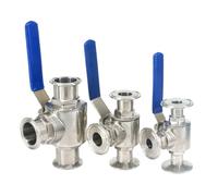 Food Grade Tri Clamp 1.5" 2" 2.5" Ferrule O/D 50.5/64/77.5mm L/T Port 304 Stainless Steel 3 Way Ball Valve Homebrew Diary(25x50.5mm 1.5 in. TC,L- Port)