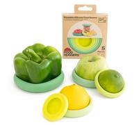 Food Huggers Food Huggers Lot de 5 couvercles alimentaires réutilisables en silicone pour fruits et légumes Passe au lave-vaisselle 100 % sans BPA et phtalate Produit breveté par USA Company (vert