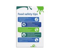 Food Hygiene and Poster Kitchen Cross Contamination Prevention Chart Educational Canvas Wall-Art for Home(Framed,12x18inch(30x45cm))