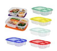 Food Prep Containers - 3 Compartment Meal Box, Reusable School Food Storage Container, Lunch Organization and Portion Control | Meal Prep Organizer for Camping Picnic Home Office Refrigerator