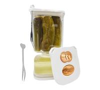 Food Saver Jar, Pickle Holder, Airtight Leak Proof Container, Strainer Storage Box, Pantry Accessories, Top Usage Accessory for Fruits Vegetables Dill Jalapeno Capers Kosher Kitchen Home Cooking Use