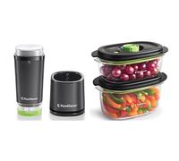 Food Saver VS1199X Appareil de mise sous vide portatif et sans fil | avec station de chargement & Boîtes alimentaires FoodSaver de conservation et marinade | 700 ml & 1.18 L | 2 unités