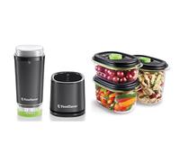 Food Saver VS1199X Appareil de mise sous vide portatif et sans fil | avec station de chargement & Boîtes alimentaires FoodSaver de conservation et marinade | 700 ml, 1.18 L & 1.8 L | 3 unités
