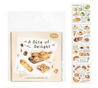 Food Sticker Pack, Cute Scrapbooking Labels, Fun Design with Color, Diy Journal with Style, Craft Supply 3.14*3.14*0.11 Inch, Creative Classroom Decoration for Kids Adults School Notebook Memo Board