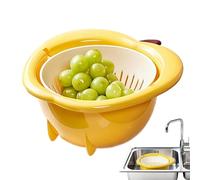 Food Strainer Bowl, Cute Drain Colander, 9.65 * 9.45 * 4.41in Thick Fast Strainer, Kitchen Fruit Basket for Berry Salad Pasta Spaghetti Lettuce Washing Draining Use Home Cooking System