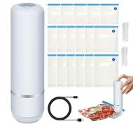 Food Vacuum Sealer,Mini Sealing Tool With 15 Reusable Bags Compact And Portable,Food Vacuum Sealer Machine | Multi-Scenario For Family Students Adults Men Women Home Kitchen Indoor Shop