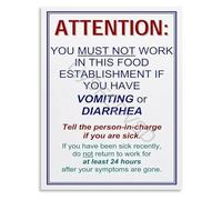 Food Worker Illness Guidelines Poster When To Stay Home Sick Employee Notice For Food Service Business Compliance(Framed,12x18inch(30x45cm))