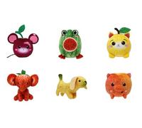 Foodibles Lot de 6 peluches parfumées Petite taille 10 cm de haut : fraise éléphant, grenouille pastèque cool, souris cerise, chien banane, chat citron mignon et cochon « Pretty as a Peach »