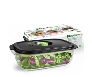 FoodSaver Boîte alimentaire de conservation et marinade | 2,3 Litres | Boîte alimentaire hermétique sans BPA | Anti-fuite | Va au lave-vaisselle, Transparent / Noir