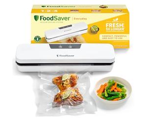 FoodSaver Everyday Machine Sous Vide Alimentaire | Conserve la fraîcheur de vos aliments | Appareil de mise sous vide avec design compact | Avec 5 sacs d'emballage sous vide (0,94L & 3,78L) | VS0290X