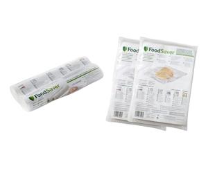 FoodSaver Kit de 2 rouleaux et 96 sacs sous vide pour aliments gaufrés | Lot de 2 rouleaux de 20 cm x 6,7 m + 96 sacs de 20 x 29 cm, gaufrés, sans BPA