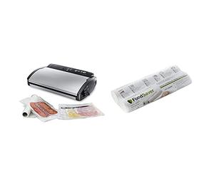 FoodSaver V2860-I Machine Sous Vide avec Compartiment de Rangement pour Rouleau et Cutter et 3 Vitesses d'Aspiration & Rouleaux de mise sous vide, pour machine sous vide Foodsaver, Pack de 2