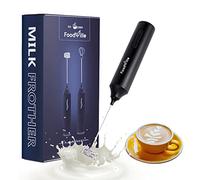 FoodVille MF05 Mousseur à lait rechargeable USB avec fouet ballon en acier inoxydable pour cappuccino, latte, café pare-balles, régime cétogène, poudre de protéines (noir sans support)