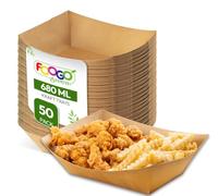 FOOGO Green 50 Barquettes Carton Jetables 680ml 21,7x17,3x6,5cm