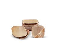 FOOGO Green 50 Mini Assiettes Jetables Feuille de Palmier 10cm Carrées