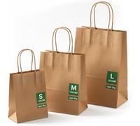 FOOGO Green 50 Sacs Papier Kraft 21cm Petits à Poignées FSC®
