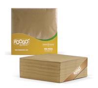 FOOGO Green 500pcs Serviettes en Papier Marron Elégant, Certifiées FSC®, 33 x 33 cm, Solides 2 Épaisseurs, Entièrement Compostable à Domicile, Super Douces, Serviettes Jetables pour Cocktails