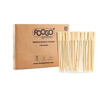 FOOGO Green Lot de 150 brochettes en bambou de taille moyenne 18 cm, certifiées FSC®, robustes et respectueuses de l'environnement, pour barbecue, brochettes de fruits, pics à cocktail, pour camping,