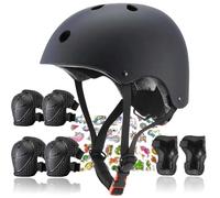 FOOKCIAN Casque de vélo, de skateboard pour enfants de 2 à 3 à 5 à 8 ans avec genouillères et coudières, protège-poignets, convient pour les patins, skateboards, scooters, scooters