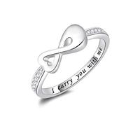 Fookduoduo Mini bague en argent sterling avec inscription « I Carry You with Me » en forme de cœur pour garder les cendres de vos proches, argent, argent sterling, Zircone cubique