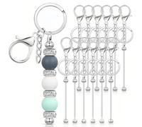 Foonary 12 pièces Kit à fabriquer soi-même des porte-clés, kit de bricolage de porte-clés, perles pour porte-clés, kit de bricolage de porte-clés en perles, perles pour porte-clés pour le bricolage de