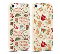 Foonary 2 Pièces Noël Coque pour iPhone 7/8/SE 2020/SE 2022 4,7", Aesthetic Christmas Arbre de Noël Motif Design Cadeau Femme Étui, Silicone TPU Housse Protection Case Bumper Cover pour iPhone SE 3,4