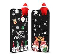 Foonary 2x Noël Coque pour iPhone 7/8/SE 2020/SE 2022 4,7"avec Christmas 3D Poupée Père Noël Motif Aesthetic Mignon Design Femme Cadeaux Étui,Silicone Housse de Protection Case pour iPhone SE 3 Cover