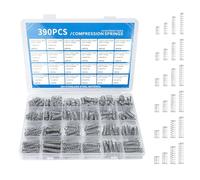 Foonary Assortiment de 390 ressorts de pression, 24 tailles différentes en acier inoxydable 304, mini ressorts en métal avec boîte de rangement, pour industrie, projets de bricolage, maison et