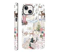 Foonary Coque pour iPhone 15 Collage Motif, Hiver Aesthetic Design Housse Print Mignon Étui pour Fille Femmes, 2 in 1 Silicone Case Antichoc Bumper Protection Cover pour iPhone 15 6,1",Winter
