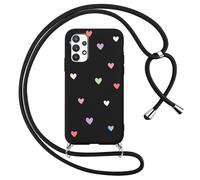 Foonary Coque pour Samsung Galaxy A5 2017 avec Cordon de Collier, Aesthetic Coeur Motif Étui Housse Réglable Lanyard Corde, Souple Silicone TPU Antichoc Protection Case pour Samsung A5 2017 5,2",Coeur