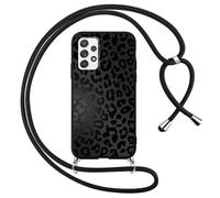Foonary Coque pour Samsung Galaxy A5 2017 avec Cordon de Collier, Aesthetic Léopard Étui Housse Réglable Lanyard Corde, Souple Silicone Antichoc Protection Case pour Samsung A5 2017 5,2", Noir Chaîne