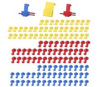 Foonary Lot de 120 bornes de dérivation pour voiture, voleur de courant, connecteurs de dérivation 0,5-6 mm², rouge, bleu, jaune, 40 en laiton étamé - Isolé résistant à la chaleur pour projecteurs de